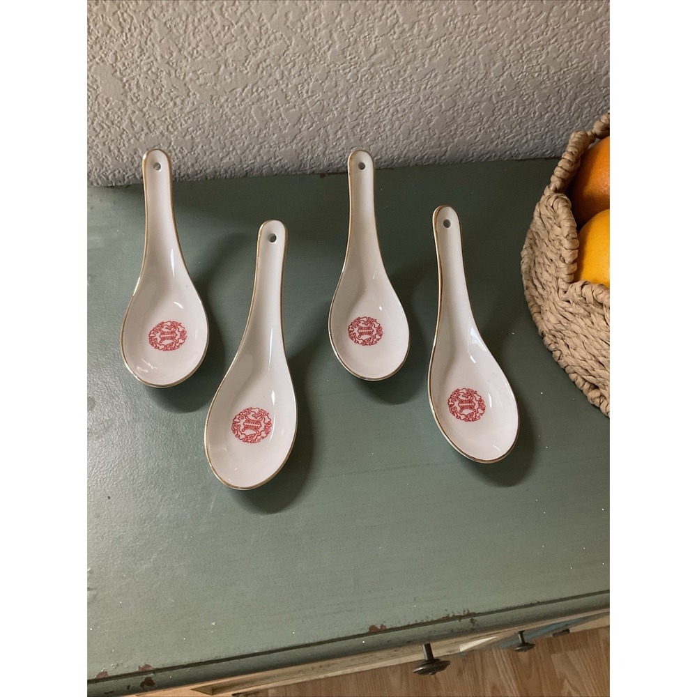 DARCHUNG‎ SOUP SPOONS - GOLD TRIM- 4